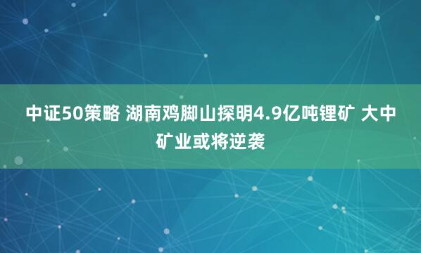 中证50策略 湖南鸡脚山探明4.9亿吨锂矿 大中矿业或将逆袭