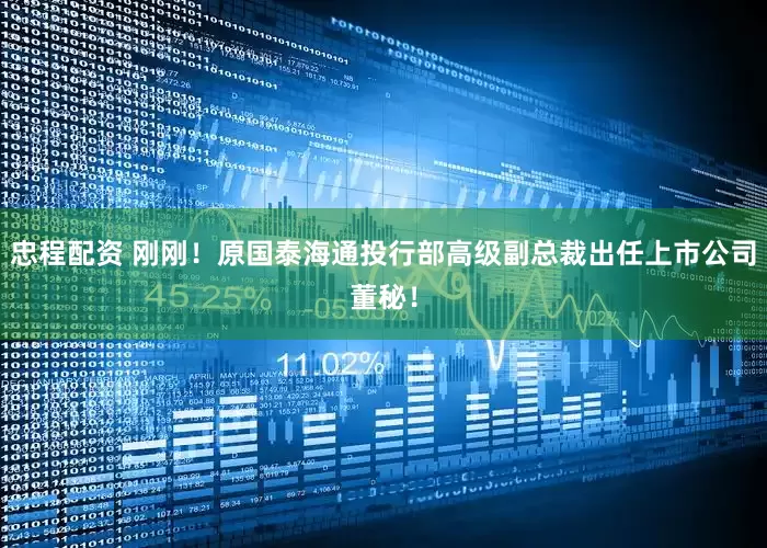 忠程配资 刚刚！原国泰海通投行部高级副总裁出任上市公司董秘！